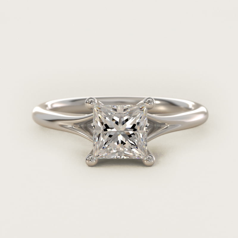 Princess-Cut Petite Split-Shank Solitaire Engagement Ring