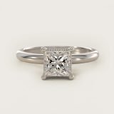 Princess-Cut Pavé Basket Solitaire Engagement Ring, face-up view