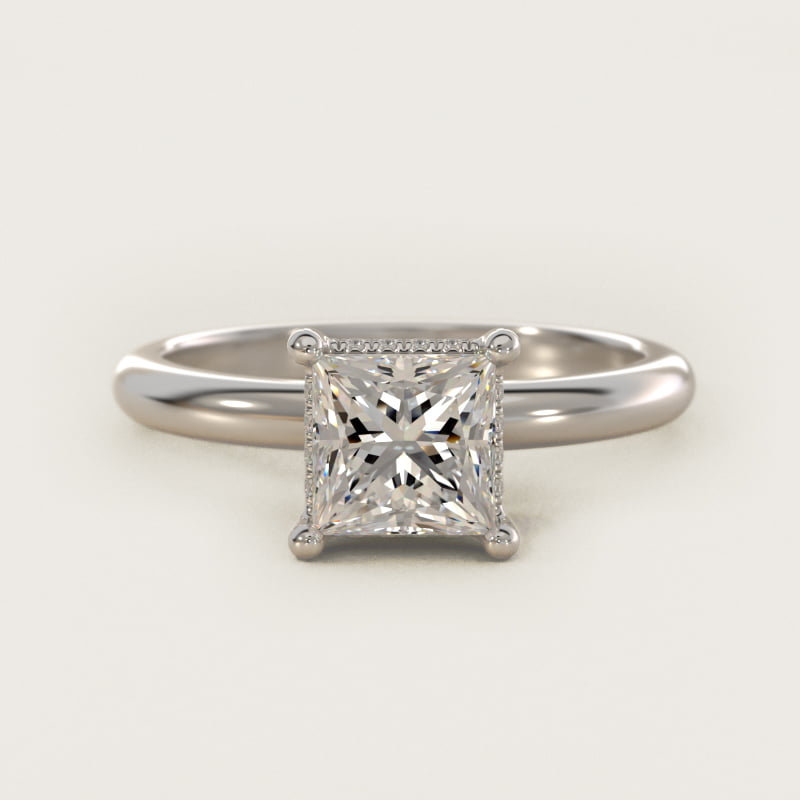 Princess-Cut Pavé Basket Solitaire Engagement Ring