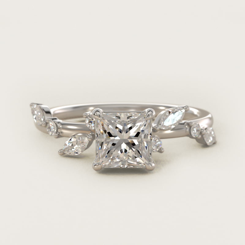 Princess-Cut Diamond Whisper Side-Stone Engagement Ring
