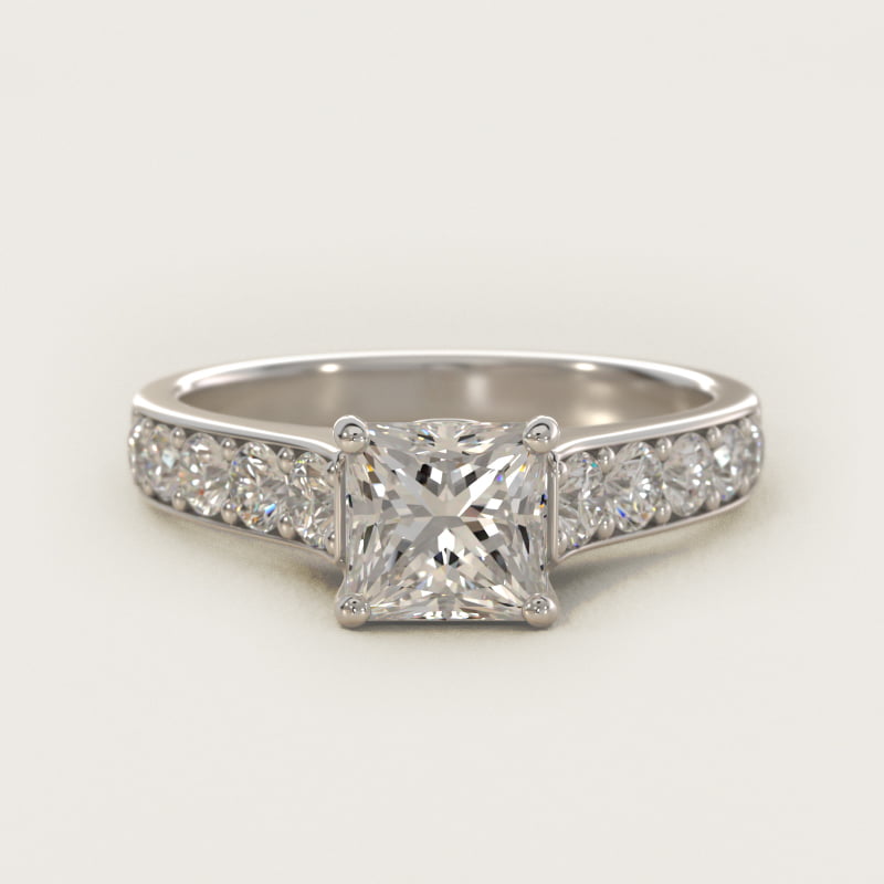 Princess-Cut Cross-Prong Pavé Surprise Engagement Ring