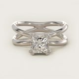 Princess-Cut Criss-Cross Solitaire Engagement Ring, face-up view