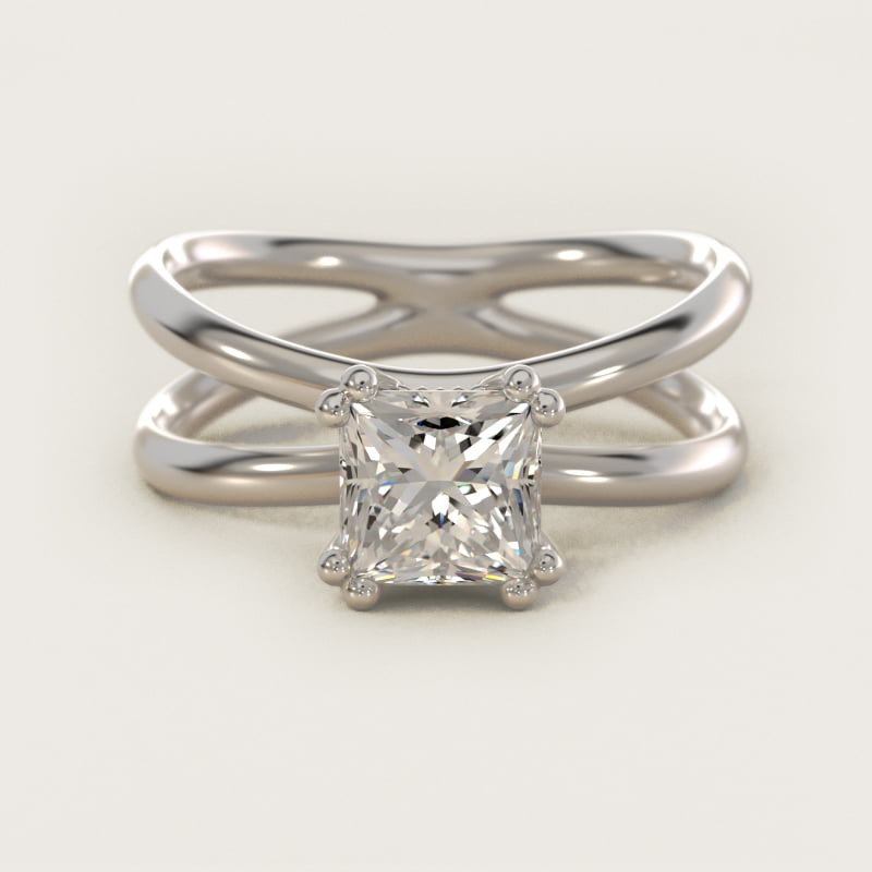 Princess-Cut Criss-Cross Solitaire Engagement Ring