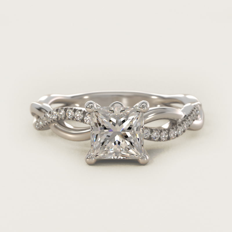 Princess-Cut Solo Infinity Pavé Engagement Ring