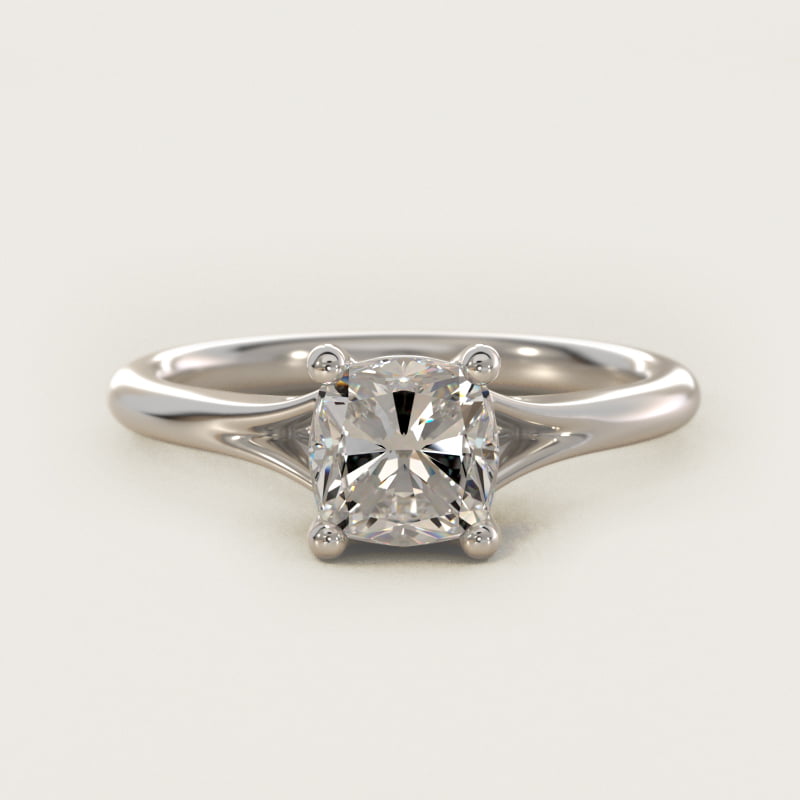 Cushion-Cut Petite Split-Shank Solitaire Ring
