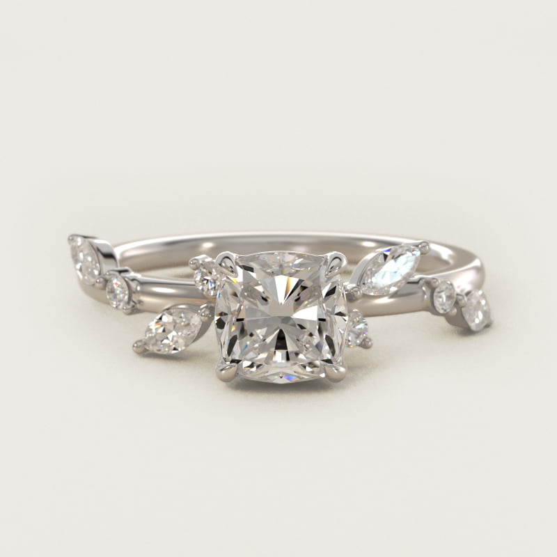 Cushion-Cut Diamond Whisper Side-Stone Ring