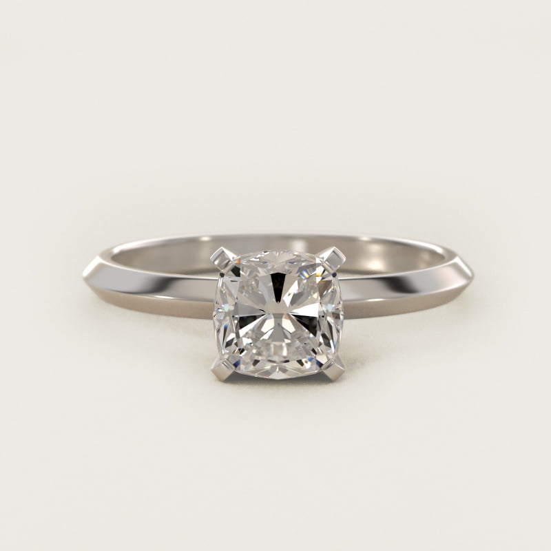 Cushion-Cut Knife-Edge Solitaire Engagement Ring