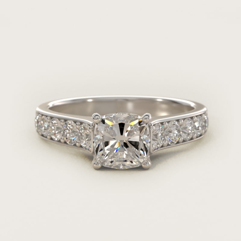 Cushion-Cut Cross-Prong Pave Surprise Ring
