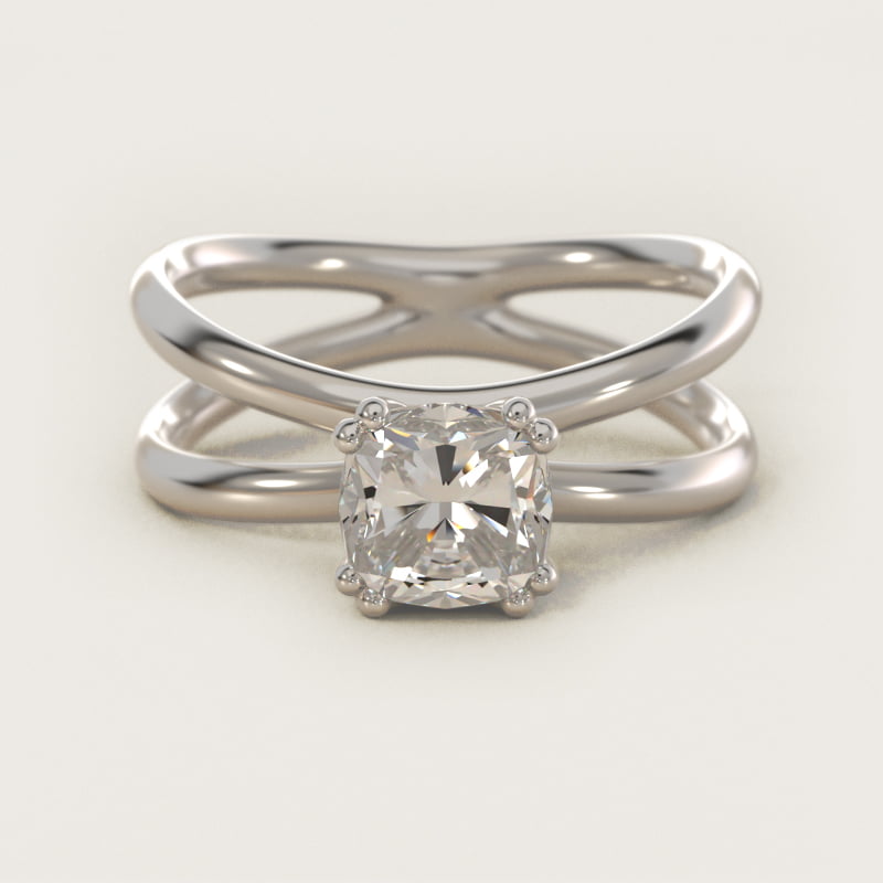 Cushion-cut diamond engagement ring in white gold