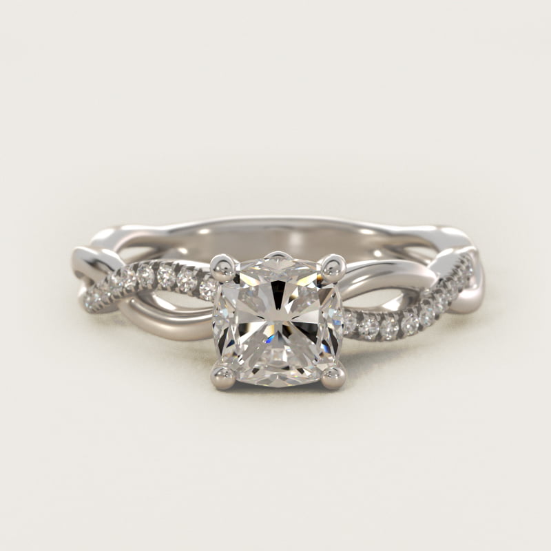 Cushion-Cut Solo Infinity Pave Engagement Ring