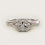 Cushion-Cut Split-Shank Double-Claw Solitaire Ring, face-up view