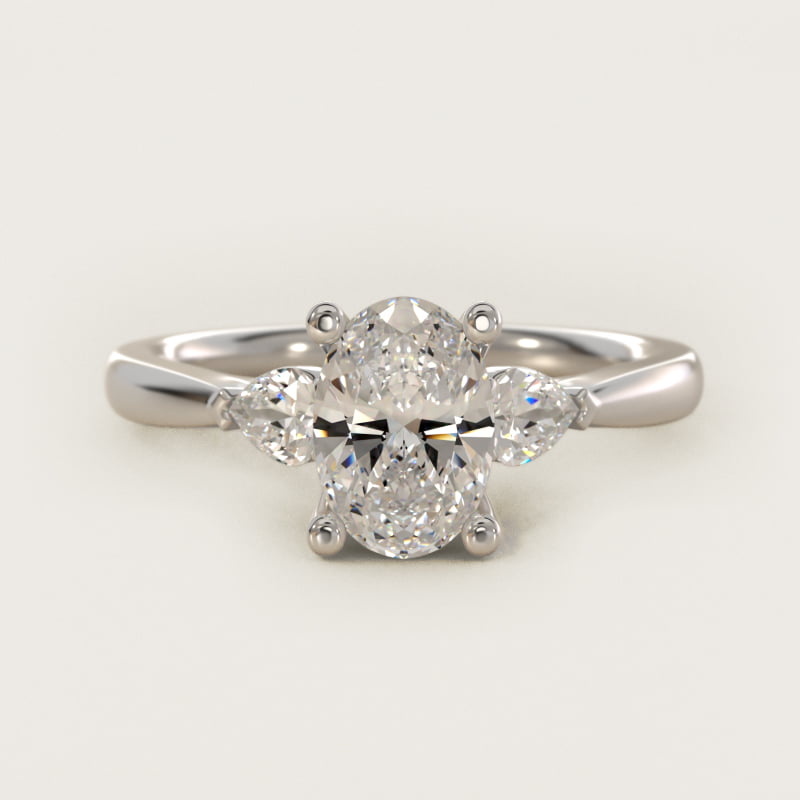 Oval Pear Side-Stone Diamond Engagement Ring