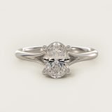 Oval Petite Split-Shank Solitaire Engagement Ring, face-up view