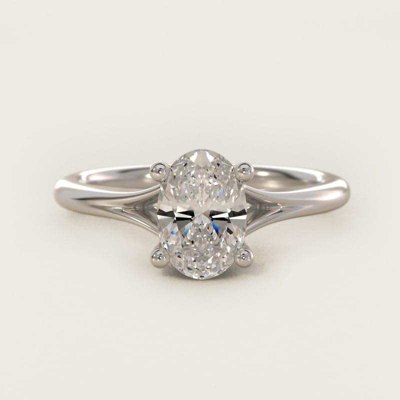 Oval Petite Split-Shank Solitaire Engagement Ring