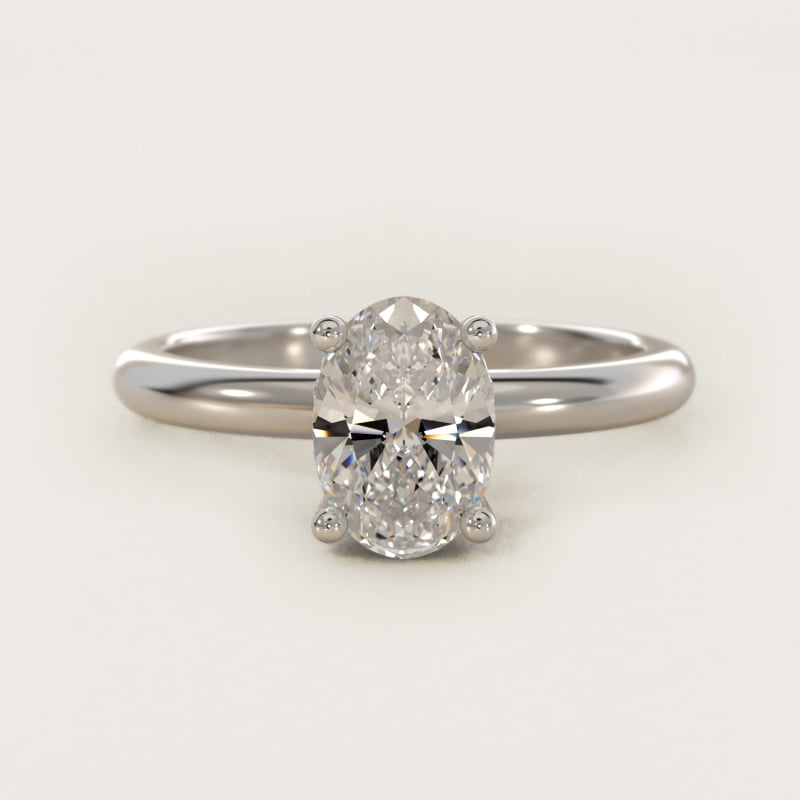 Oval Solitaire Engagement Ring with Pave Basket