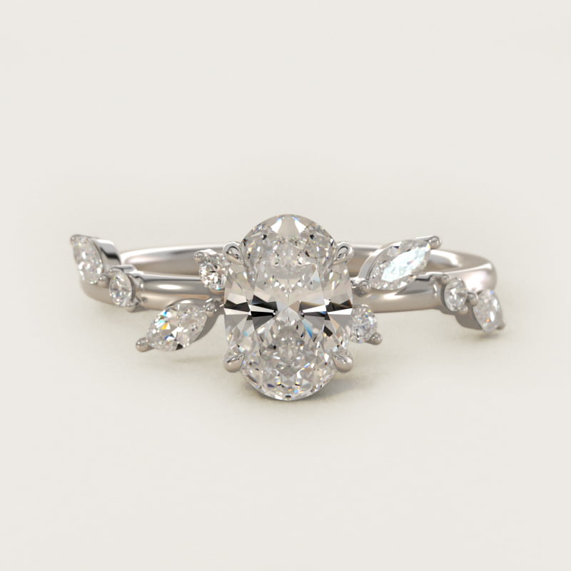 Oval Diamond Whisper Side-Stone Engagement Ring