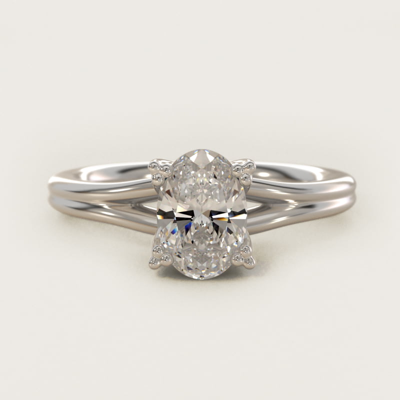 Oval Woven Solitaire Diamond Engagement Ring