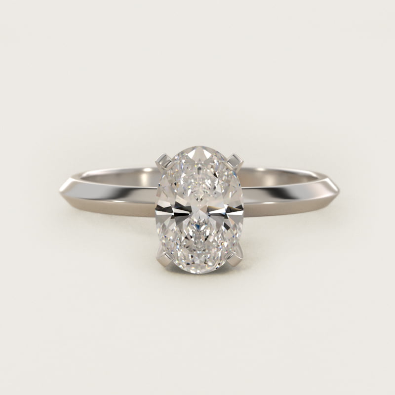 Oval Knife-Edge Solitaire Diamond Engagement Ring