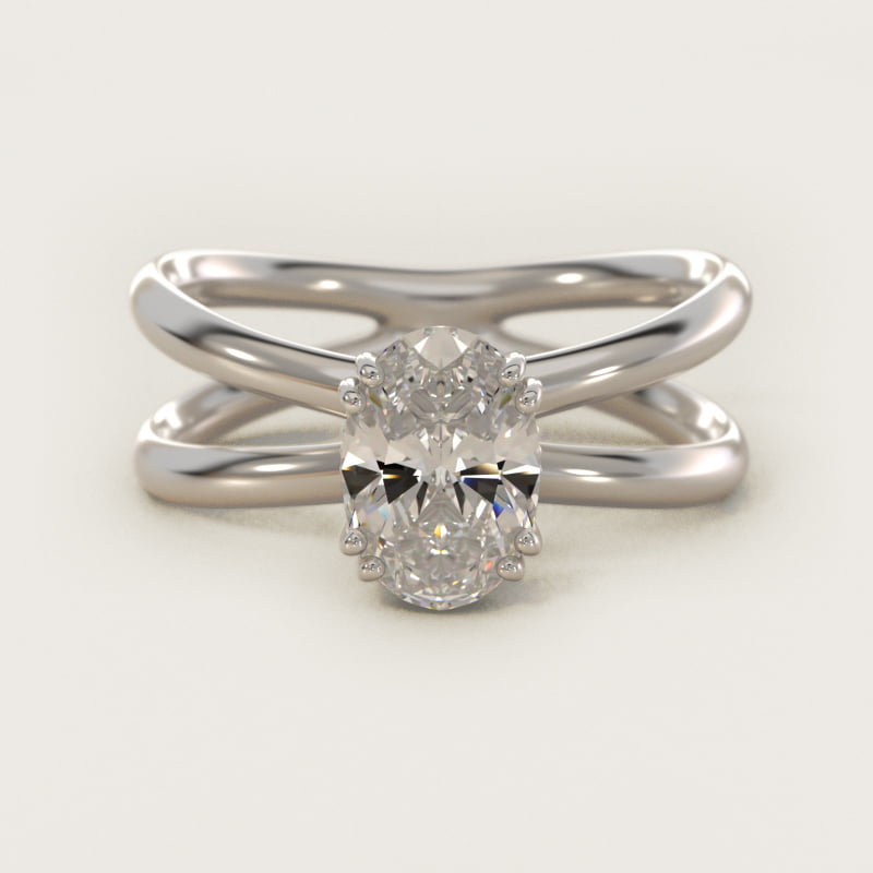 Oval Criss-Cross Solitaire Diamond Engagement Ring