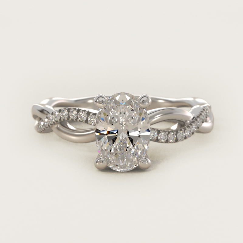 Oval Solo Infinity Diamond Pave Engagement Ring