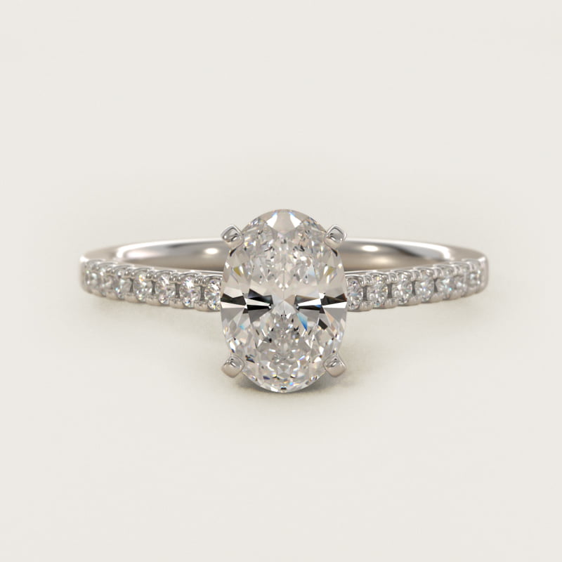 Oval Petite Cathedral Pave Engagement Ring