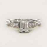 Emerald-Cut Delicate Twist Petite Engagement Ring, face-up view