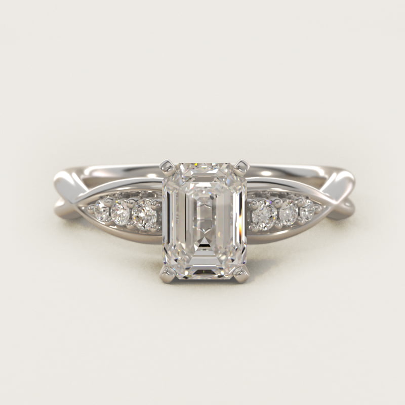 Emerald-Cut Delicate Twist Petite Engagement Ring