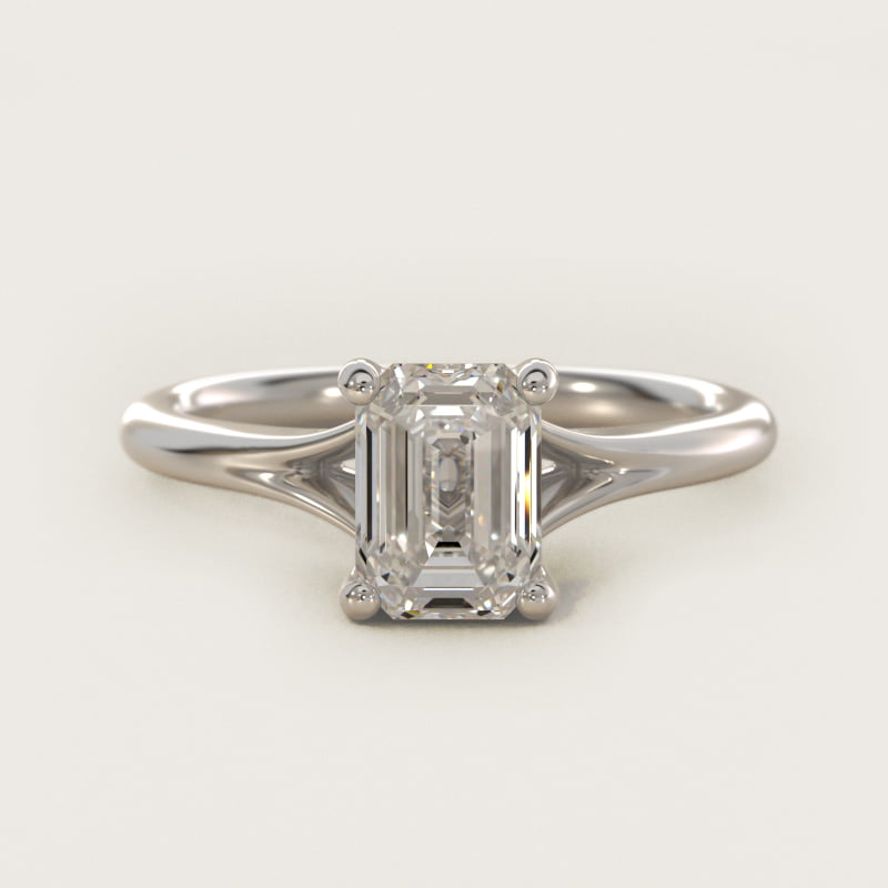 Emerald-Cut Petite Split-Shank Solitaire Engagement Ring