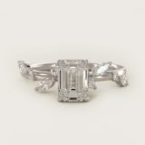 Emerald-Cut Diamond Whisper Side-Stone Engagement Ring, face-up view