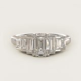 Emerald-Cut Escalating Baguette Side-Stone Engagement Ring, face-up view