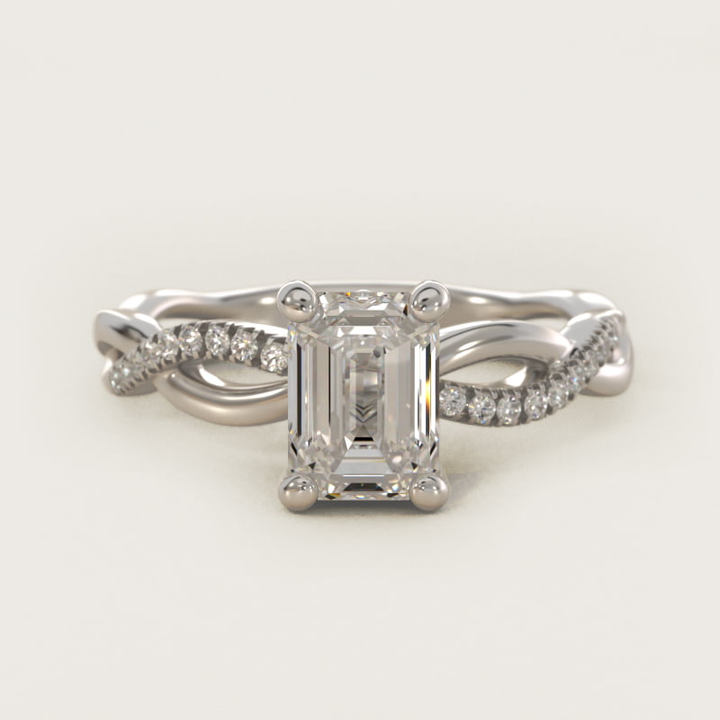 Emerald-Cut Solo Infinity Pave Engagement Ring
