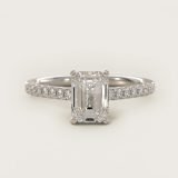 Emerald-Cut Petite Cathedral Pave Engagement Ring, face-up view