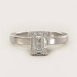 Emerald-Cut Flat-Edge Solitaire Engagement Ring, face-up view