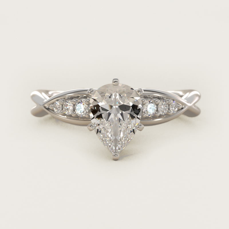 Pear-Shaped Delicate Twist Petite Engagement Ring