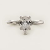 Pear-Shaped Petite Split-Shank Solitaire Ring, face-up view