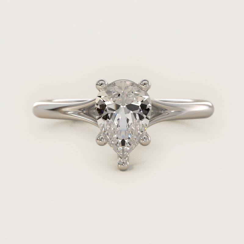 Pear-Shaped Petite Split-Shank Solitaire Ring