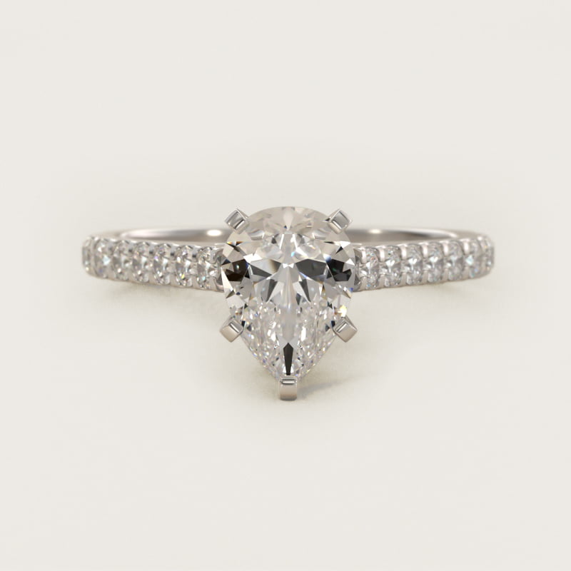 Pear-Shaped Diamond Pavé Engagement Ring