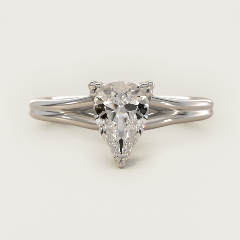 Bague de fiançailles solitaire taille poire tissée