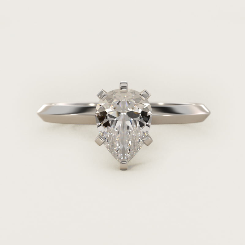 Pear-Shaped Knife-Edge Solitaire Engagement Ring