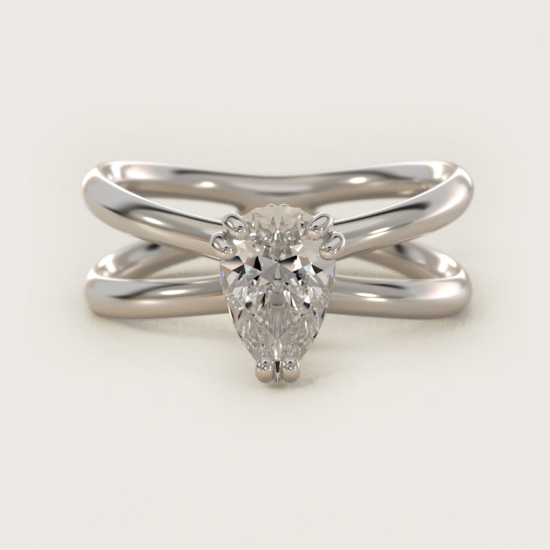 Pear-Shaped Criss-Cross Solitaire Engagement Ring