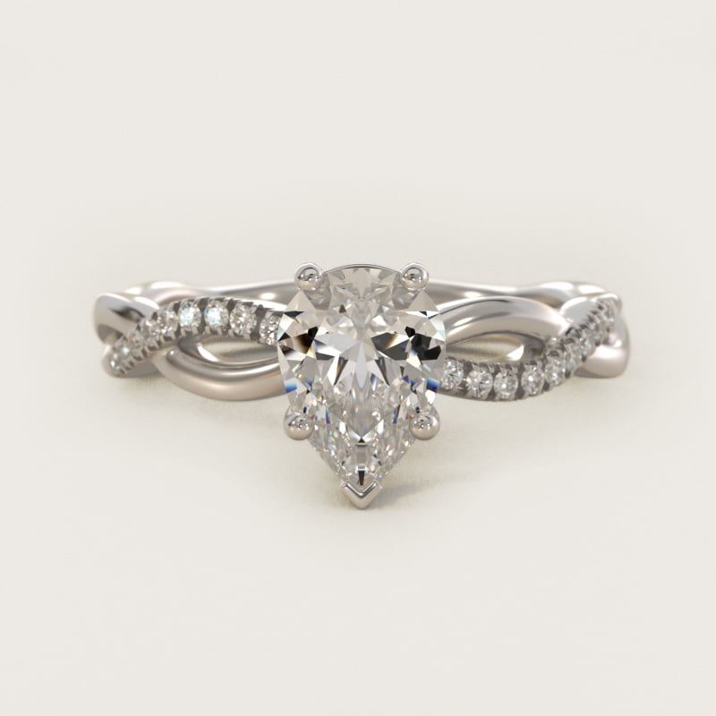 Pear-Shaped Solo Infinity Pavé Engagement Ring