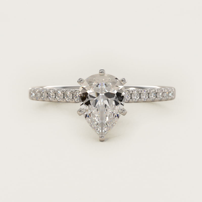 Bague de fiançailles cathédrale pavé petite taille poire