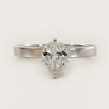 Pear-Shaped Flat-Edge Solitaire Engagement Ring, face-up view