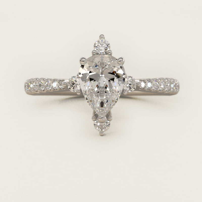 Pear-Shaped Compass-Point Accent Engagement Ring
