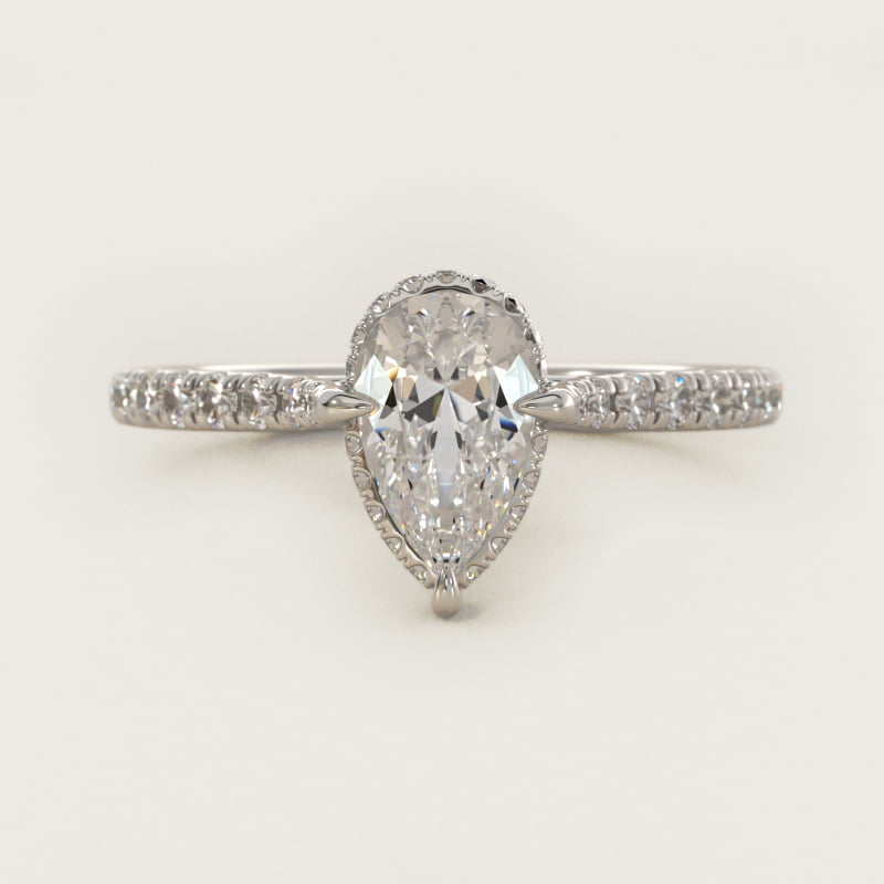 Pear-Shaped Cathedral Pavé Crown Engagement Ring