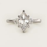 Marquise Side-Stone Diamond Engagement Ring, face-up view