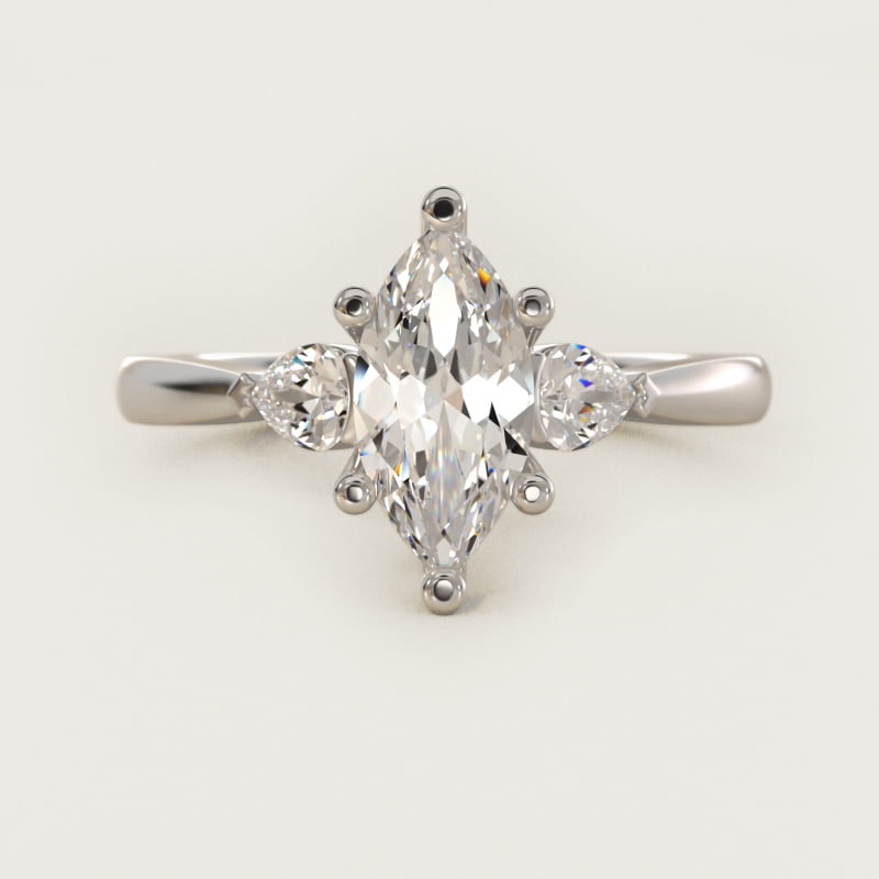 Marquise Side-Stone Diamond Engagement Ring