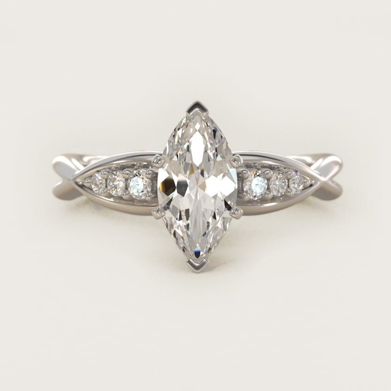 Marquise Delicate Twist Petite Diamond Engagement Ring