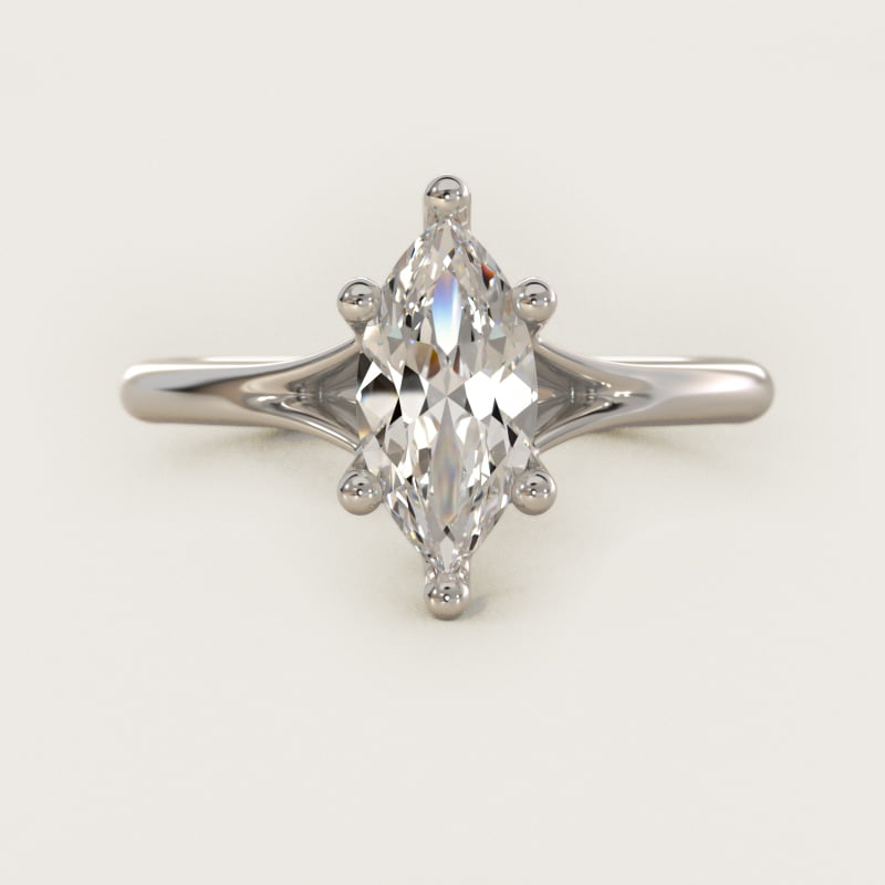 Marquise Petite Split-Shank Solitaire Engagement Ring