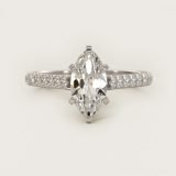 Marquise Diamond Pavé Engagement Ring, face-up view